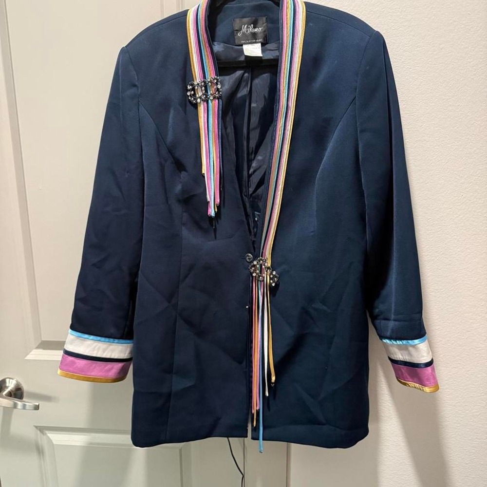 Vintage Milano Striped Trim Blazer